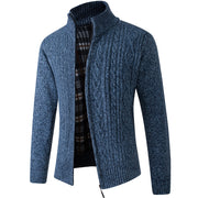 Autumn And Winter Middle-aged Men Plus Velvet Thick Knit Sweater Cardigan Sweater Father Wear Warm Jacket