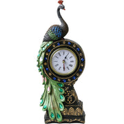 Peacock Clock European Style Creative Desk Clock Antique Seat Clock Fashion Home Clock Decoration Painted Handicraft Ornaments