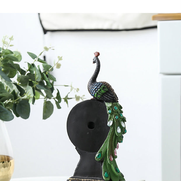 Peacock Clock European Style Creative Desk Clock Antique Seat Clock Fashion Home Clock Decoration Painted Handicraft Ornaments