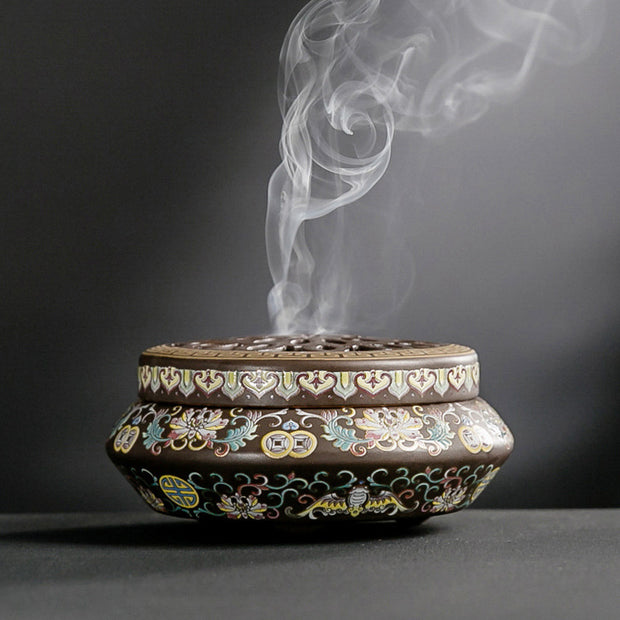 Ceramic Cloisonne Incense Burner, Backward Incense Burner, Incense Channel Enamel