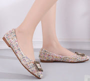 Square Buckle Rhinestone Single Shoes Women Pointed Flat Shoes Women Shoes