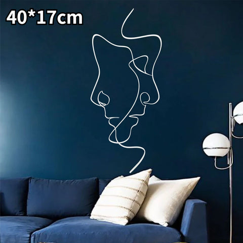 Face Line Art Iron Silhouette Metal Decoration