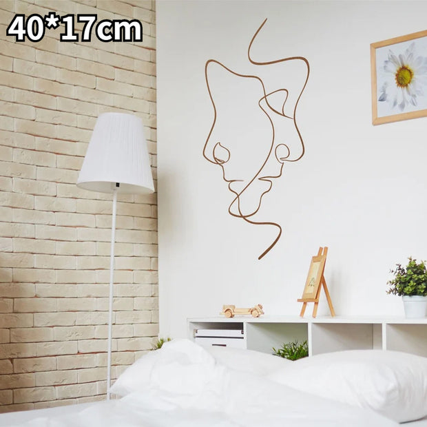 Face Line Art Iron Silhouette Metal Decoration