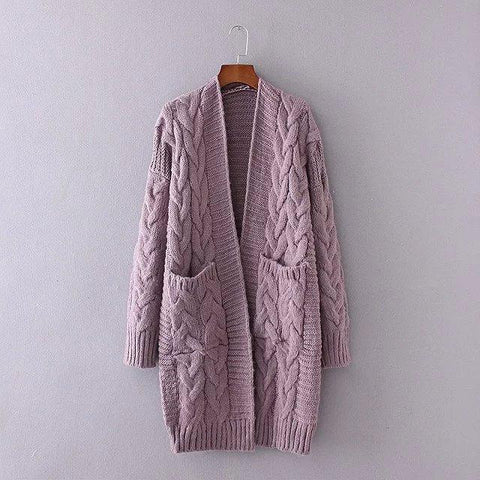 Women's Knit Cardigan Sweater Long SleeveFront Cardigans Loose Sweater With Pockets