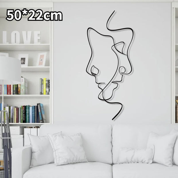 Face Line Art Iron Silhouette Metal Decoration