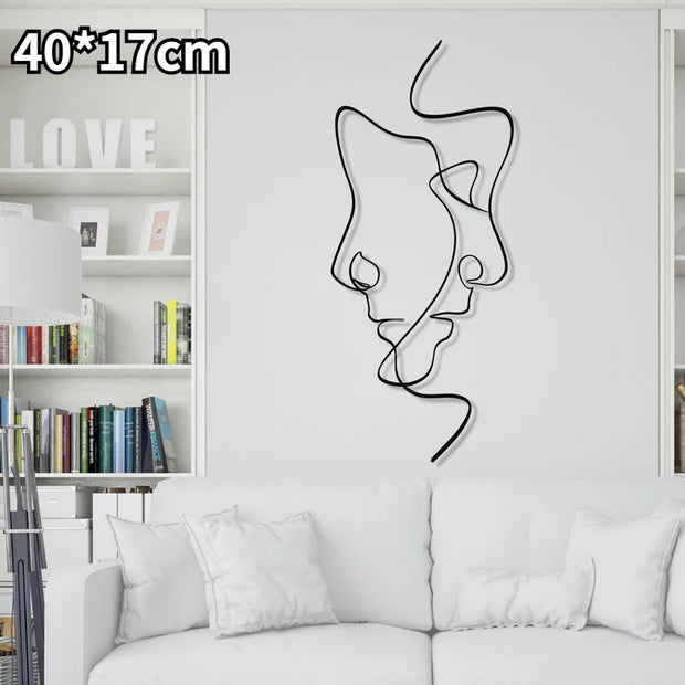 Face Line Art Iron Silhouette Metal Decoration