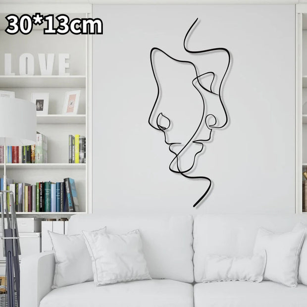 Face Line Art Iron Silhouette Metal Decoration