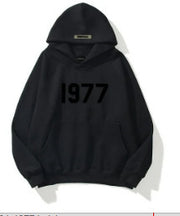 Fashion Brand Sweater High Street Loose Fleece-lined 1977 Words Sweater Men's And Women's Hoodies