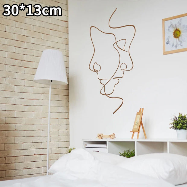 Face Line Art Iron Silhouette Metal Decoration